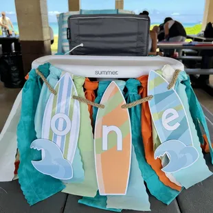 Custom high chair banner, The Big One themed!