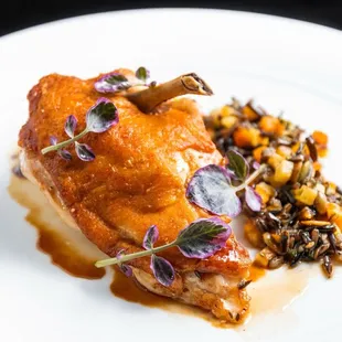 Website picture *Pekin Duck Breast, Minnesota Wild Rice Pilaf, Valencia Orange