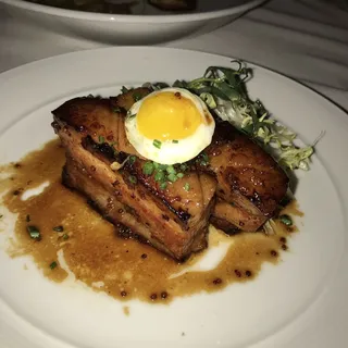 *Slow Braised Smoked Pork Belly Lyonnaise Style