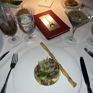 *Tuna Tartare, Ginger, Sesame, Cucumber, Poppyseed Feuilleté