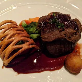 Slow Braised Short Rib  Osso Buco Style, Alsace Knefla, Wild Mushrooms