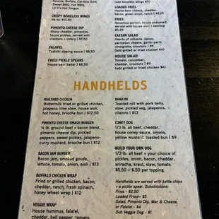 menu