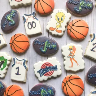 a close up of decorated cookies