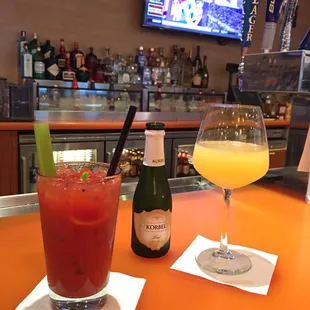 Bloody Mary with hangar one - a bit spicy but I can handle it &amp; a mimosa