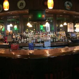 a circular bar with stools