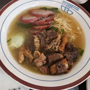 BBQ Pork &amp; Duck in Egg Noodles Soup