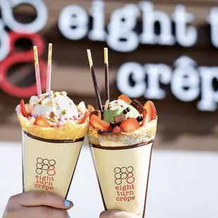 two ice cream sundaes