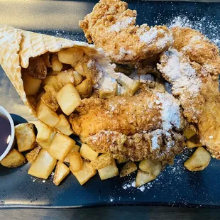 Waffle dusted Fried Chicken