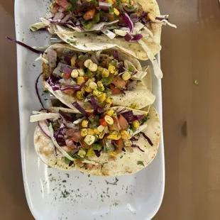 Sooo good. Light spice and enough red onion and slaw to give a crunch and the sweet hit from the corn was nice! Very savory