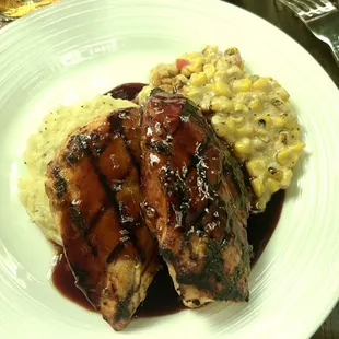 Chicken Breast, Smoked Corn and Mashed Potatoes