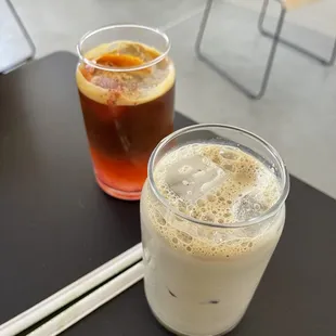 Hojicha Latte Orange Espresso Tonic