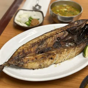 a whole fish on a plate