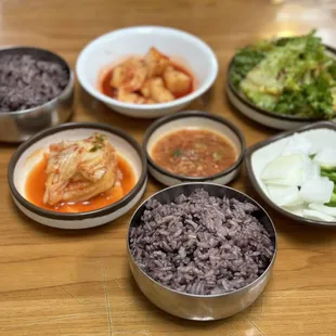 a variety of asian food