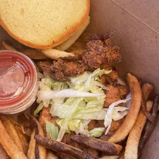 Chicken sandwich and fries