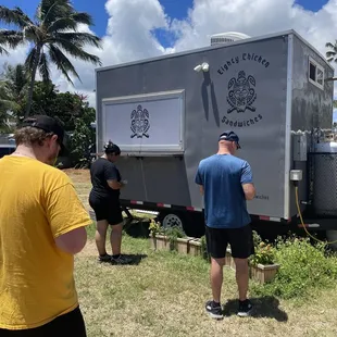 Waiting for the truck to open