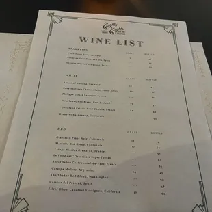 menu