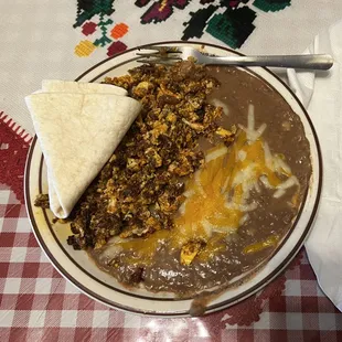 Chorizo eggs and beans