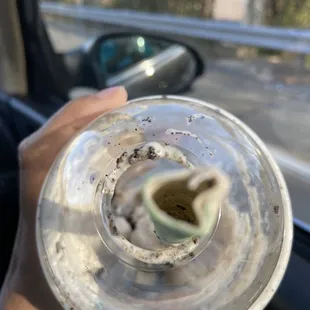 Paper straw towards the end of the milkshake