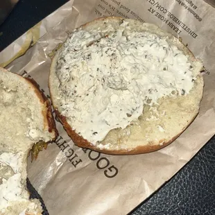 a half eaten bagel