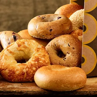 a variety of bagels