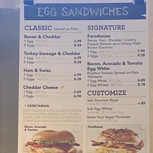 Egg Sandwich menu Feb 2022
