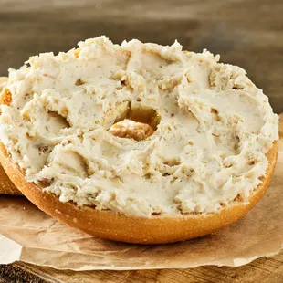 a bagel with cream cheese