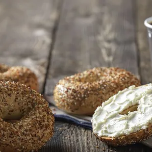 a bagel and a cup of coffee