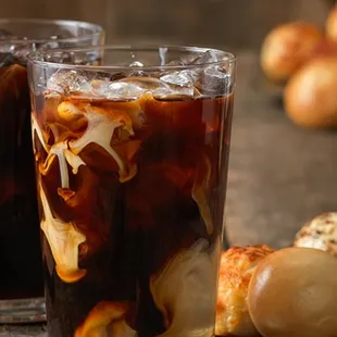 two glasses of iced coffee