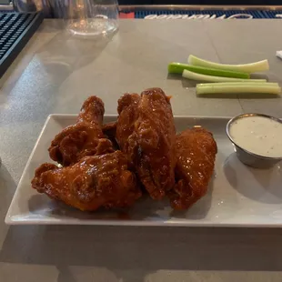 Hot wings. (Ignore the celery being disregarded, I&apos;m allergic)