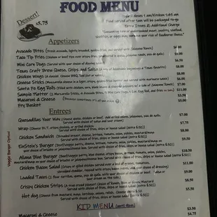 menu