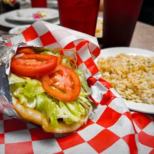 Traditional Lamb Gyro with Rice Pilaf