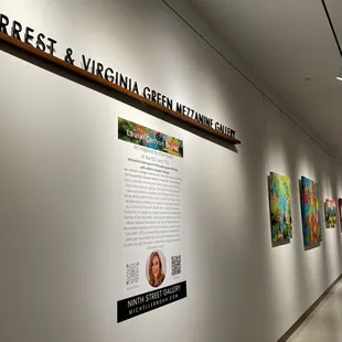 Art exhibit upstairs in the Forrest &amp; Virginia Green Mezzanine Gallery.