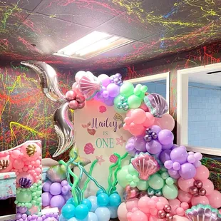 Mermaid Themed Birthday balloon set up