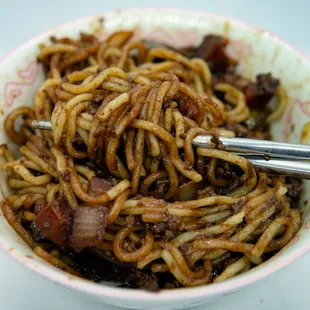 Jajangmyeon (Black Bean Sauce Noodles): $15. Take-out. Delicious but missing sauce for one-third of the noodles (not shown).