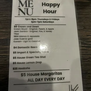 menu