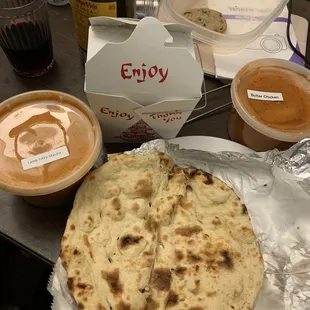 Naan, Butter Chicken, Lamb Tikka Masala