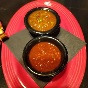 Their two hottest salsa:  Diablito and Arbol Sauce