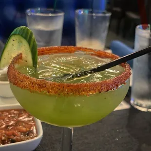 Ambiance . The food , drinks  We Margarita . If you pay with a credit card expect a $3.50 convenience fee.