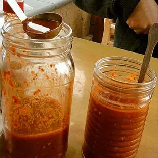 Love the random bottles of hot sauce