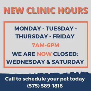 As of Sept 12th New Hours!