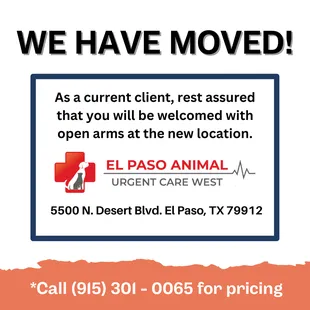 El Abrigado Animal Clinic has permanently closed. We will see you at El Paso Animal Urgent Care West