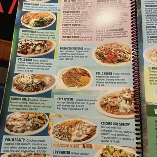 Menu as of Sept 2021