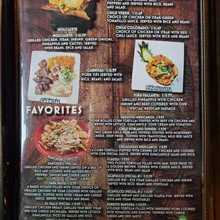 a menu for a mexican restaurant