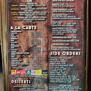 a menu for a mexican restaurant