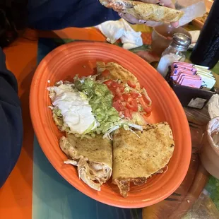Chicken Quesadilla- Plse ask for Queso Blanco on the side. Dip the quesadilla and thank me later.