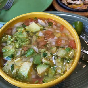 Chicken tortilla soup. Delicious!  Good for the soul