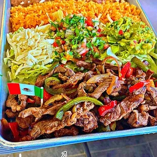a platter of mexican food
