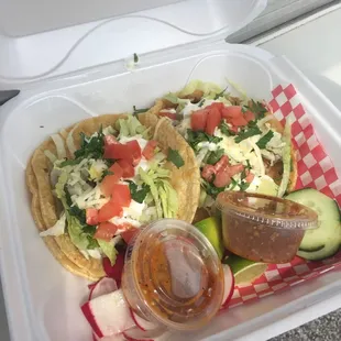 A chorizo and Carnitas tacos