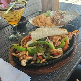 Chicken fajitas and Cadillac Marg