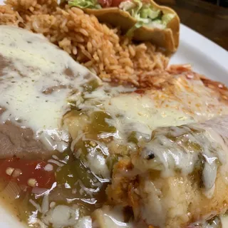 One taco, 1 Tamal, 1 Enchilada Plate